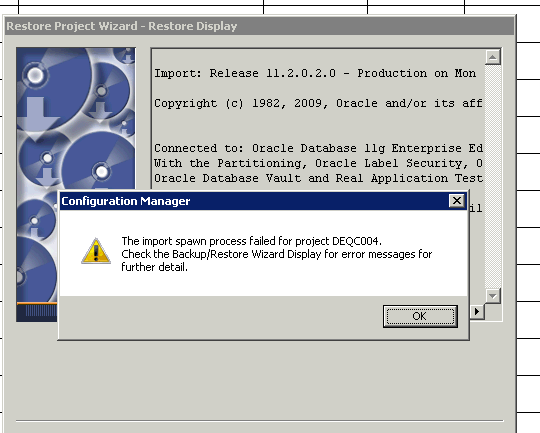Empower에 "The Import spawn process failed for project XXX. Check the ...